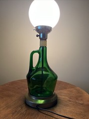 Vintage Handmade Wine Bottle Electric Table Lamp Charles Fournier 1/2 Gallon