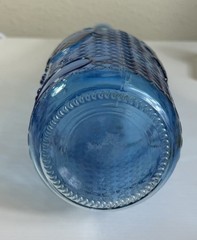 AM Cobalt Blue Glass Wine Bottle with Grapes and Leaves 11.75&Prime; Decorative Art