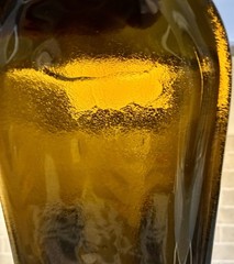 Decorative Amber Brown Flat Pressed Wine Bottle 12”x4.25”