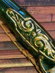 Vintage Banfi Gun Bottle-Rifle-Musket-Empty Green Glass Decanter w Cork #2087