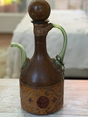 Italian 1920’s Leather Wine Decanter Server Hand Made Rare Find🦄