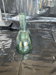 Vintage Green Aqua Demijohn Wine Jug Viresa Glass Decoration MCM boho Oval