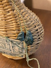 V. Levante Vintage Spanish Wicker-Covered Green Glass Demijohn Bottle
