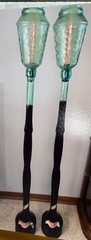 Rare Vintage Italian Green Glass Tall Chianti Wine Bottle Decanter w Lantern NOS