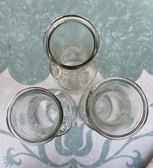 (3) Paul Masson Since 1852 Clear Glass Milk Bottle Wine Carafe Farmhouse Vase