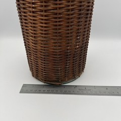 Antique Wicker Wrapped Aqua Glass Demijohn Demi John Bottle Jug Wine Basket