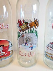 3 Empty Hazlitt 750 ml Red Cat Bottles One Christmas Finger Lakes Red Wine