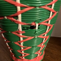 Vintage 70’s Scoubidou Wine Bottle Green And Red