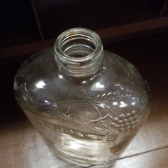 Vtg Garretts American Wines Clear Glass 1/2 Gal Bottle Decanter Embossed Grapes