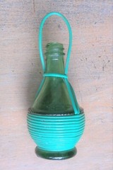 Miniature Wrapped Wine Bottle 3⅜ » Tall Green Plastic 1¾ » Diameter