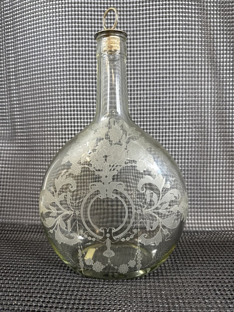 Stafford Etched Glass Wine Bottle made in Portugal