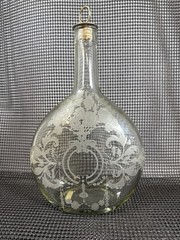 Stafford Etched Glass Wine Bottle made in Portugal