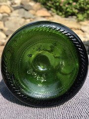 Vintage 1979 Perrier Joet Hand Painted Flower Champagne Green Glass Bottle Empty