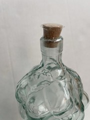 Set Of 2 VTG Lightly Tinted Blue GLASS GRAPES CLUSTER 10&Prime; STANDING WINE BOTTLE