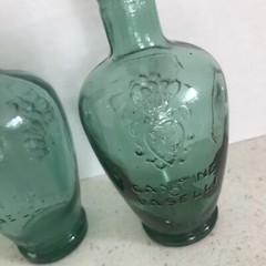 Cantine Vaselli Orvieto Green Blue Set Of Wine Bottles 6 Inch Embossed Vintage