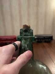 Vintage French Viresa Bottle Demijohn Wine Jug Spain 12&Prime; Green Glass