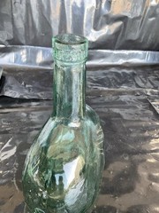 Vintage Green Aqua Demijohn Wine Jug Viresa Glass Decoration MCM boho Oval