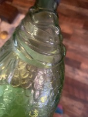 Vintage 1976 Antinori Italy Wine Bottle Glass Figural Fish 10” Decanter 8.5 Oz