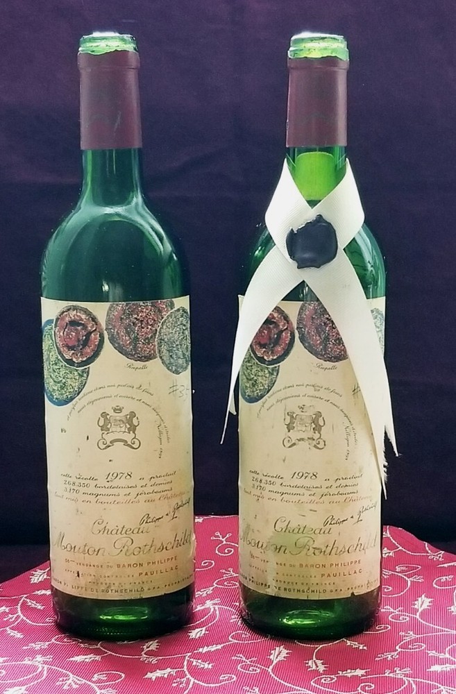 1978 Chateau Mouton Rothschild two Bottles, Empty, *made in France*