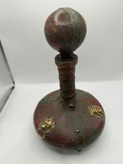Vintage Antique Italian Leather Wrapped Wine Decanter Empty Made In Italy Unique