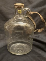 Vintage Owens Illinois Glass Wine Jug Strap Cap PA Seal Grapes Half Gal