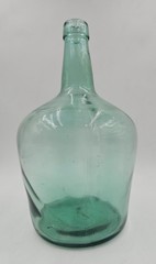 Antique 1860 Green 12&Prime; Wine Jug Valencia Glass Bottle Carbon Demijohn