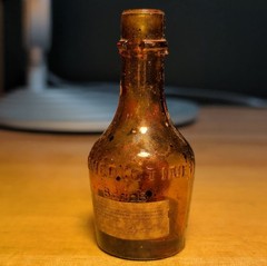 Vintage Labeled Amber Benedictine Sample Wine Bottle Bande New York Liquor
