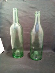 Two Amazingly Colored Aqua Wine Or Liquor Bottles With Pontil Marks Lot-6