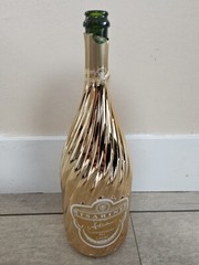 EMPTY Metallic Gold Craft Bottle GOLD SWIRL Champagne Holiday Decor TSARINE