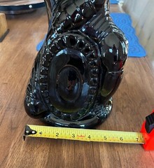 VINTAGE New Italian Green Glass CHIANTI Wine Bottle Warrior Design 44&Prime; Tall