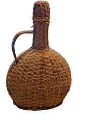 Vintage Old Madeira Wine Meio Seco Wicker Wrapped Empty Bottle Portugal