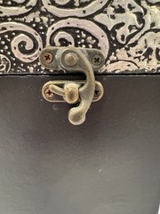Vintage Wine Bottle Box Black And Silver With Clasp Great For Gifting Wine