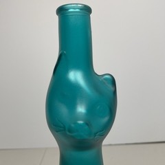 Moselland Riesling “Happy Cat” Frosted Green Figural Glass Empty Bottle