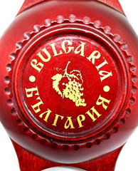 BULGARIAN Wooden Wine Bottle Decanter w/ Top & Stopper, 10-1/4&Prime; Tall