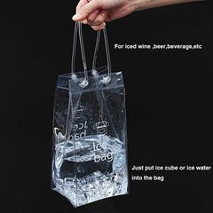 Ice Wine Bag Portable Collapsible Clear Wine Pouch Cooler with Handle for Party,
