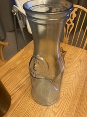 vin litre french glass carafes huge 18 1/4 inch aqua and brown 150 or 85 per