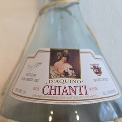 D&rsquo;Aquino Chianti Red Wine 1.5 L Green Glass Fiasco Bottle in Straw Basket