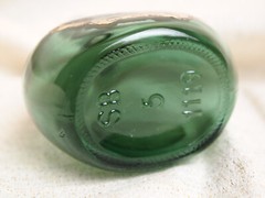 2 Small Vintage Green Glass Rose Bela & Moura Basto Wine Empty Bottles Portugal
