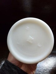 MCM Welch&rsquo;s Refreshment Wine Bottle Hazel Atlas Blue Drizzle Milk Glass 1955 Lid