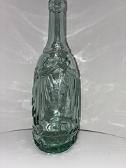 Vintage Green Clear Glass Wine Bottle 11 1/2”