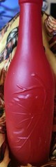 Vintage Frosted Glass wine bottle with embossed grapes design without cork