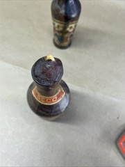 Hand Turned Wood Wine Liquor Bottles Candleholders Candlestick Spain Vintage