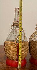 Lot of 3 Vintage Empty Chianti Wine Bottles Woven Straw Covered Fiasco Italy