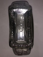 Vintage Grape and Vine Round Bottle Wine 9.75” Tall Clear Glass Embossed Vase