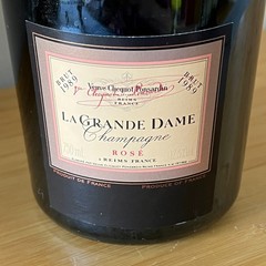 Empty 1989 Veuve Clicquot La Grande Dame Rose Bottle Wood Box Cork Wire Cage Set