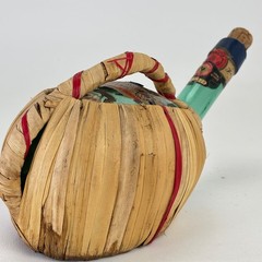 Vintage 1970 Chianti Fiasco Straw Empty Bottle Wrapped Italy 1 Qt Decor 11&Prime; Aqua