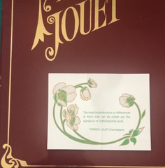 1988 Perrier Jouet Box Gift Set W/ Empty Bottle + Cork, 4 Flutes, Handcrafted