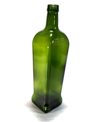 Vintage Kirkland Olive Oil Bottle Empty Yellow Green Glass 12&Prime;