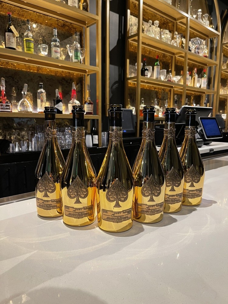 Armand De Brignac: Ace of Spades GOLD: 6 EMPTY Bottle 750 ml w/case & sleeves