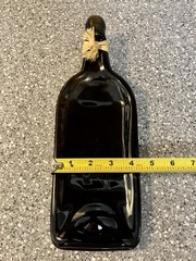 Decorative Amber Brown Flat Pressed Wine Bottle 12”x4.25”